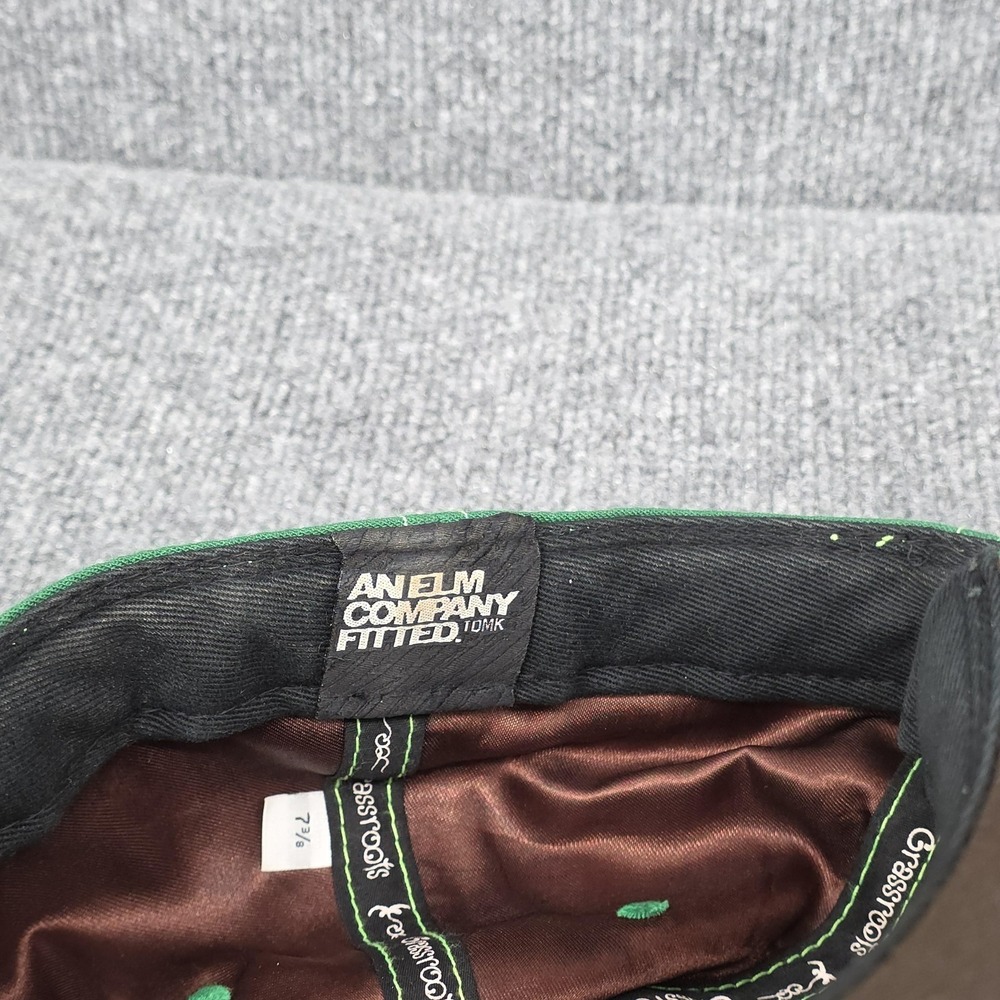 Grassroots Hat Cap Fitted 7 3/8 Green Bear Weed Leaf Baseball Satin Lined‎ Mens - Picture 8 of 10